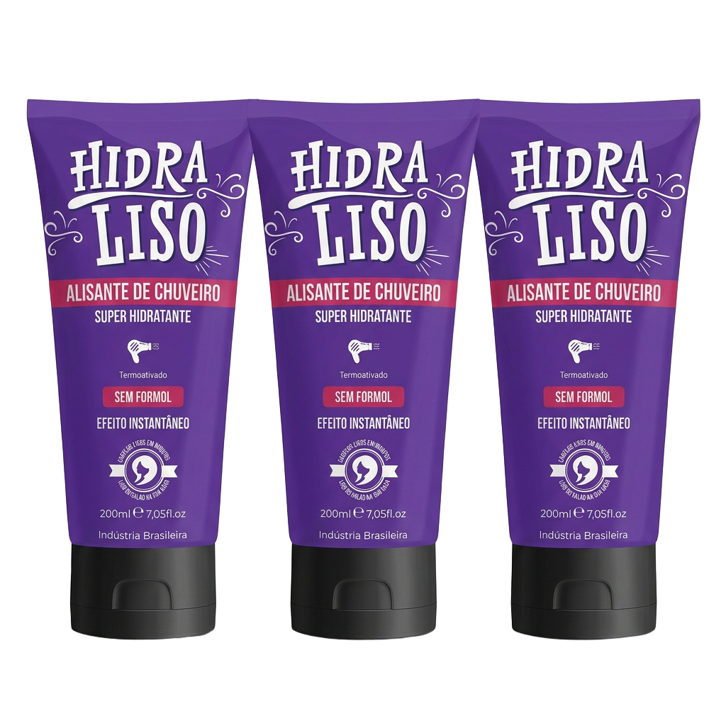 3 frascos Hidraliso alisante de chuveiro 200ml